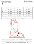 Size chart for PolEssentials Gel Knee Pads for pole dancing