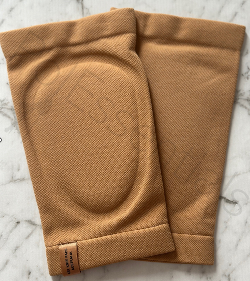 Tan Gel Knee Pads for dancers, made by PolEssentials